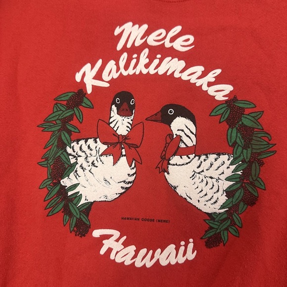 vintage mele Kalikimaka Hawaii crewneck red color size medium pullover 90s - Picture 2 of 8